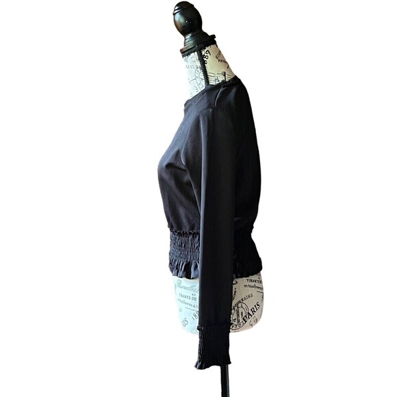 Zara WB Collection Black Cinched Waist Cropped Pullover Top S Goth Grunge Rodeo - Picture 4 of 10